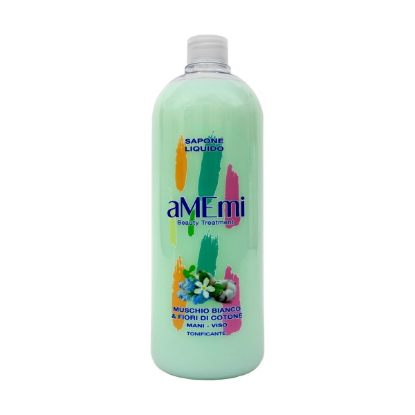 AMEMI SAPONE LIQUIDO MANI VISO MUSCHIO BIANCO & FIORI DI COTONE TONIFICANTE RICARICA  1000 ML - Minorprezzo